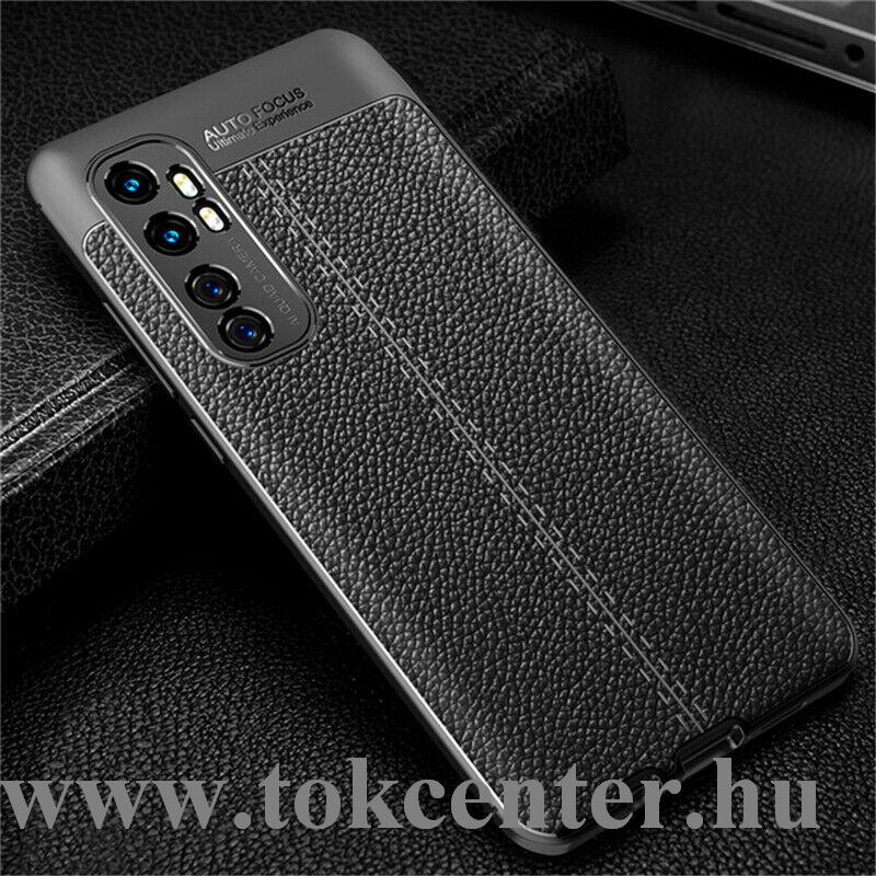 Xiaomi Mi Note 10 Lite Szilikon telefonvédő (közepesen ütésálló, bőr hatású, varrás minta) FEKETE
