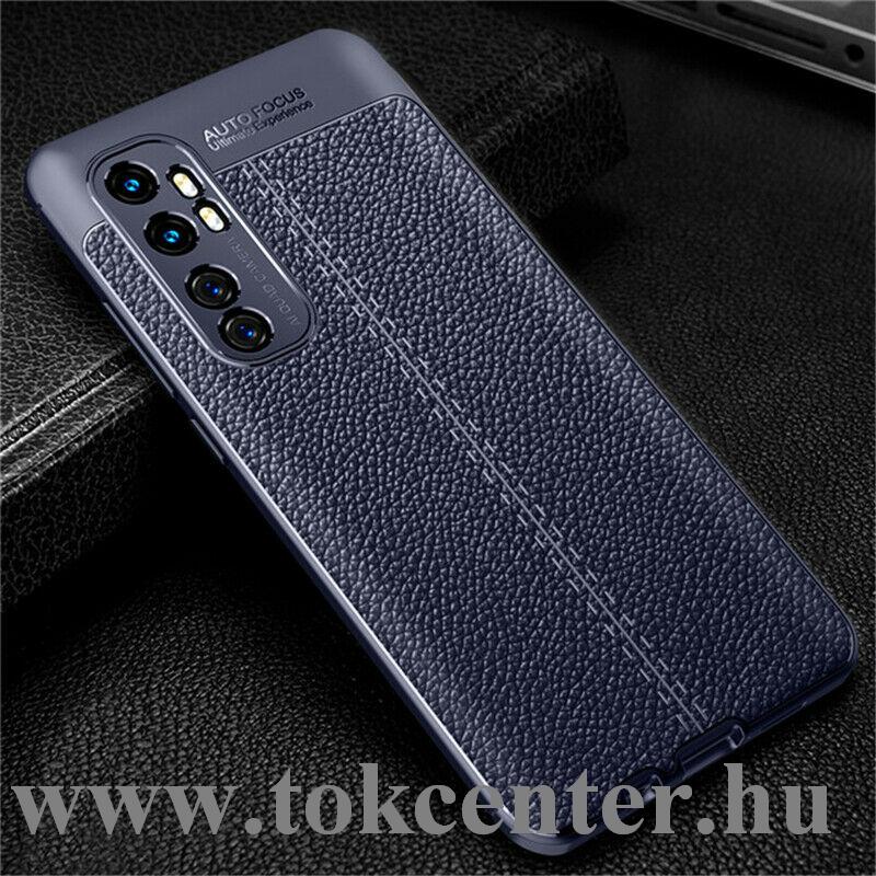 Xiaomi Mi Note 10 Lite Szilikon telefonvédő (közepesen ütésálló, bőr hatású, varrás minta) SÖTÉTKÉK