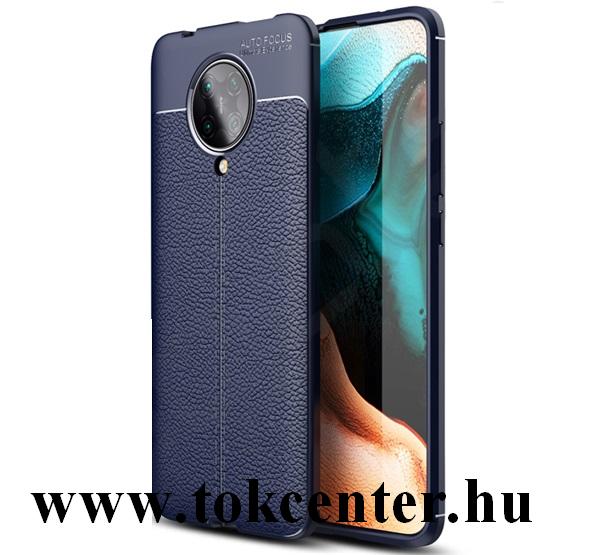 Xiaomi Pocophone F2 Pro Szilikon telefonvédő (közepesen ütésálló, bőr hatású, varrás minta) SÖTÉTKÉK