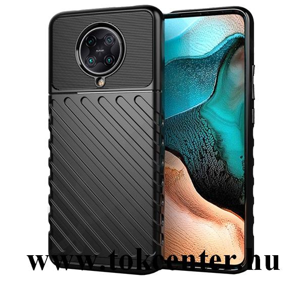 Xiaomi Pocophone F2 Pro Szilikon telefonvédő (közepesen ütésálló, csíkos, dombor minta) FEKETE
