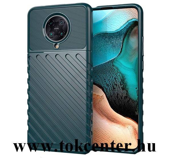Xiaomi Pocophone F2 Pro Szilikon telefonvédő (közepesen ütésálló, csíkos, dombor minta) SÖTÉTZÖLD