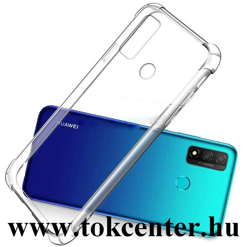 Huawei P Smart (2020) Szilikon telefonvédő (közepesen ütésálló, légpárnás sarok) ÁTLÁTSZÓ
