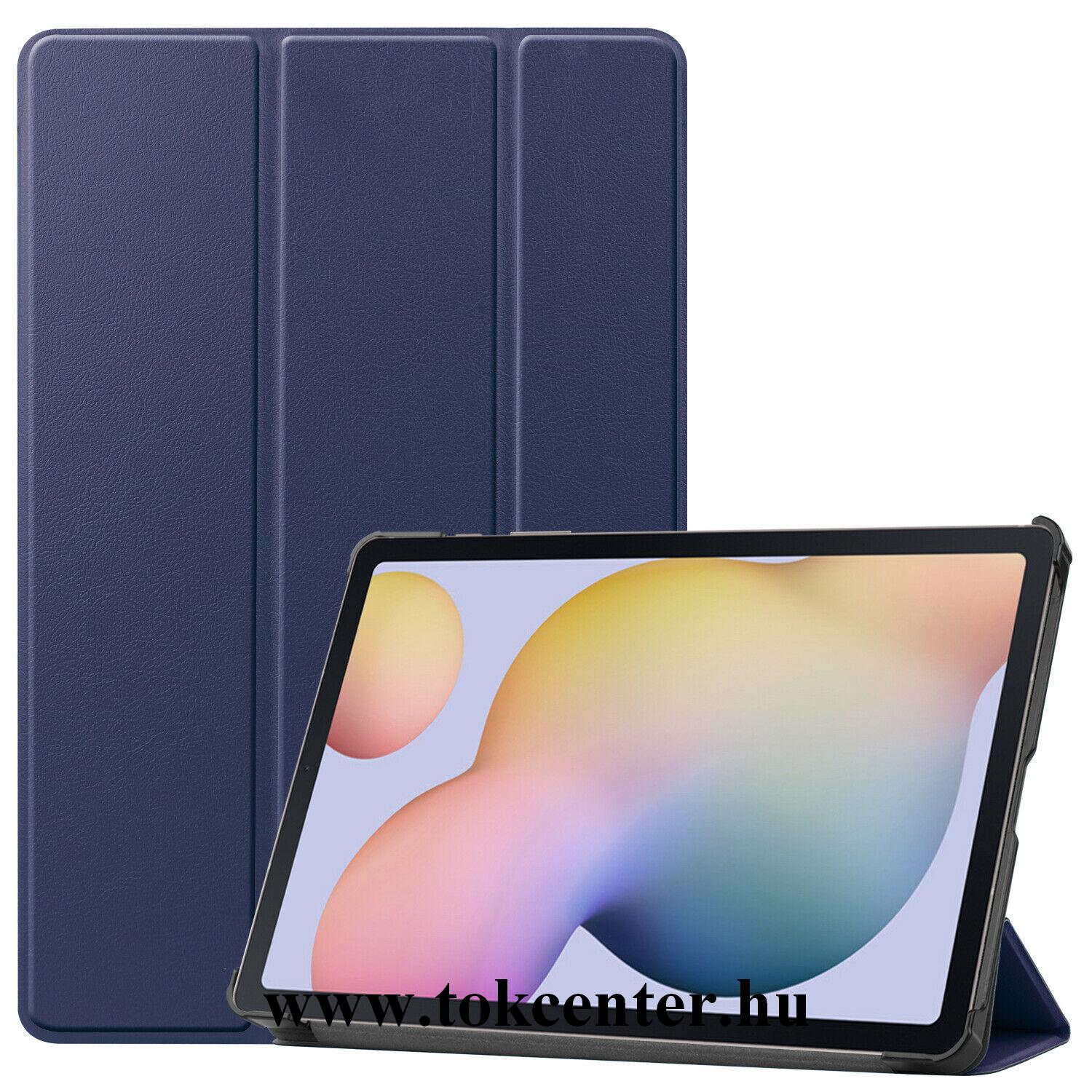 Samsung Galaxy Tab S7 Plus LTE 5G (SM-T976) Tok álló, bőr hatású (aktív flip, oldalra nyíló, TRIFOLD asztali tartó funkció) SÖTÉTKÉK
