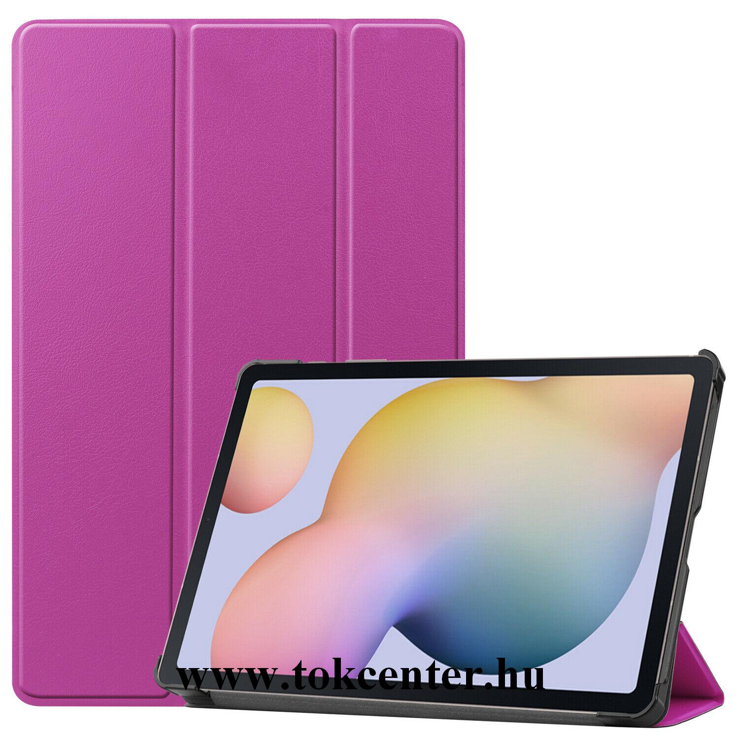 Samsung Galaxy Tab S7 LTE 5G (SM-T876) / Samsung Galaxy Tab S7 WIFI (SM-T870) Tok álló, bőr hatású (aktív flip, oldalra nyíló, TRIFOLD asztali tartó funkció) LILA