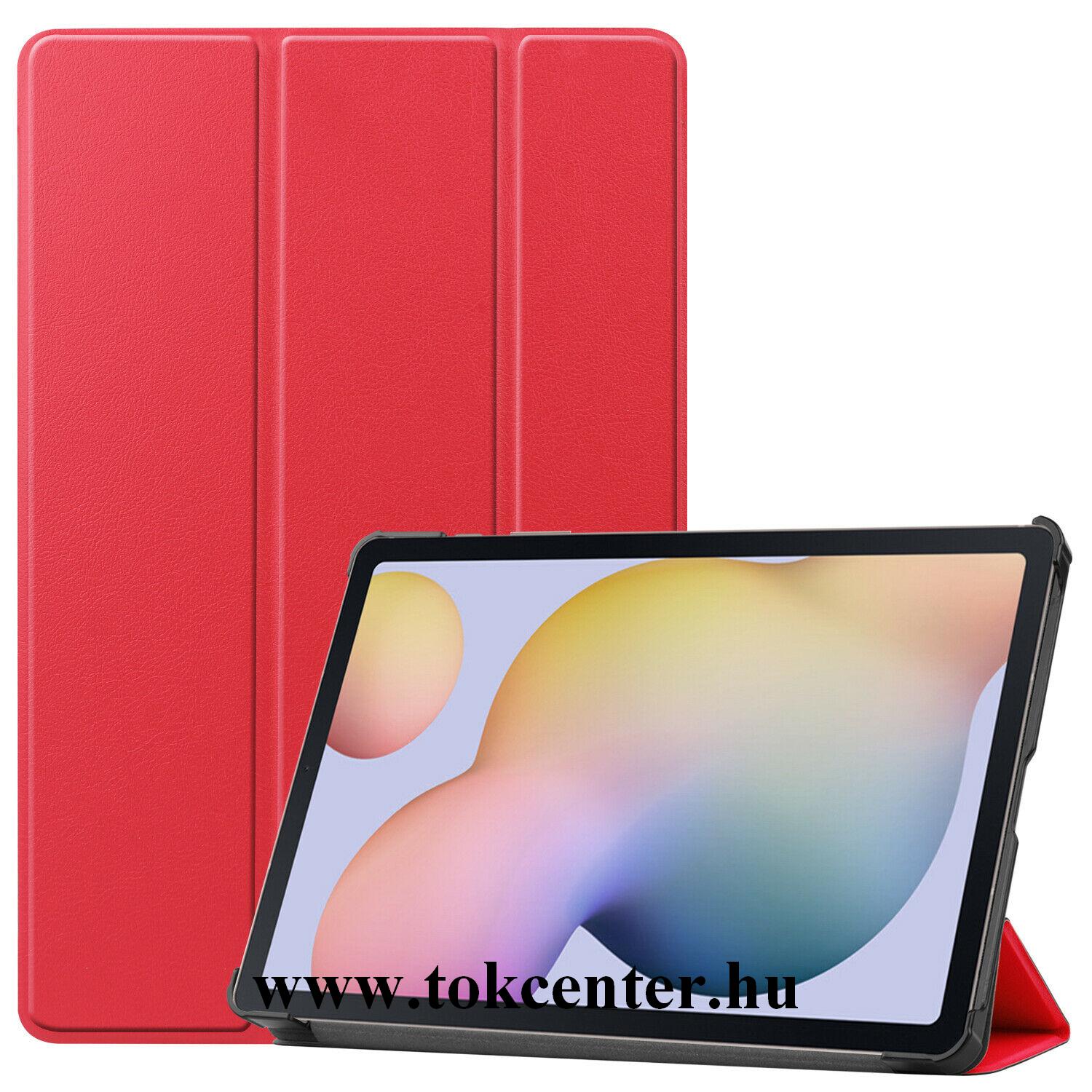 Samsung Galaxy Tab S7 Plus LTE 5G (SM-T976) Tok álló, bőr hatású (aktív flip, oldalra nyíló, TRIFOLD asztali tartó funkció) PIROS