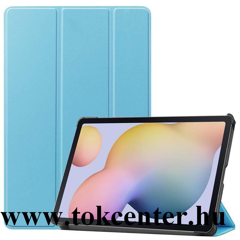Samsung Galaxy Tab S7 LTE 5G (SM-T876) Tok álló, bőr hatású (aktív flip, oldalra nyíló, TRIFOLD asztali tartó funkció) VILÁGOSKÉK