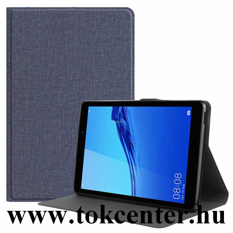 Huawei MatePad T8 LTE / WIFI Tok álló, bőr hatású (FLIP, oldalra nyíló, asztali tartó funkció, textil hatás) KÉK