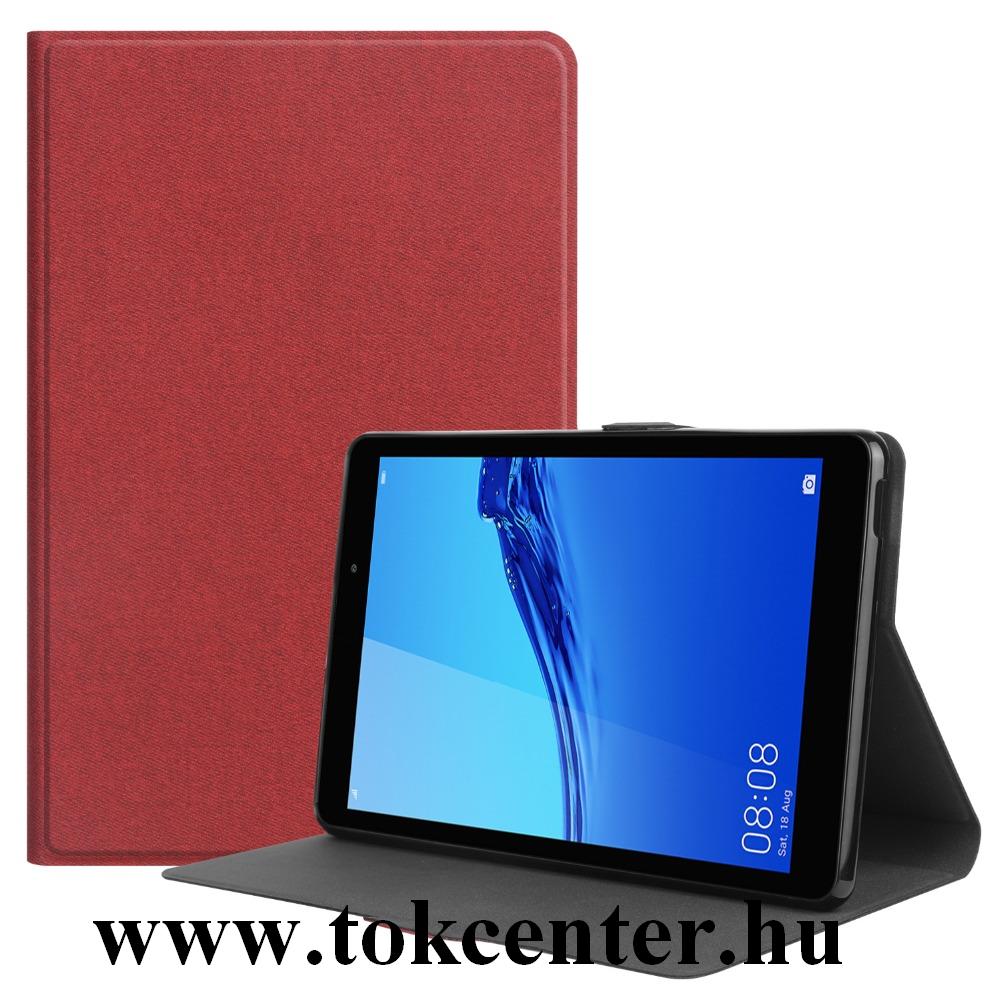 Huawei MatePad T8 LTE / WIFI Tok álló, bőr hatású (FLIP, oldalra nyíló, asztali tartó funkció, textil hatás) PIROS