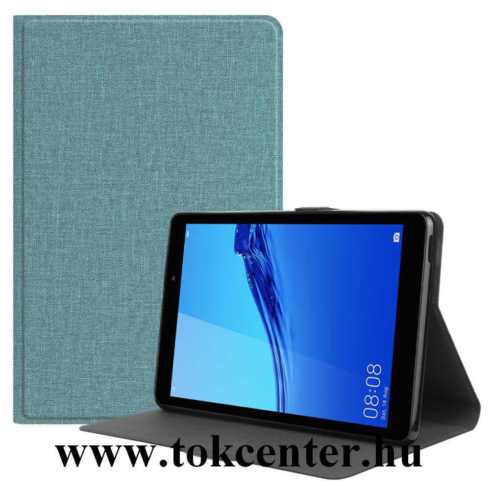 Huawei MatePad T8 LTE / WIFI Tok álló, bőr hatású (FLIP, oldalra nyíló, asztali tartó funkció, textil hatás) ZÖLD