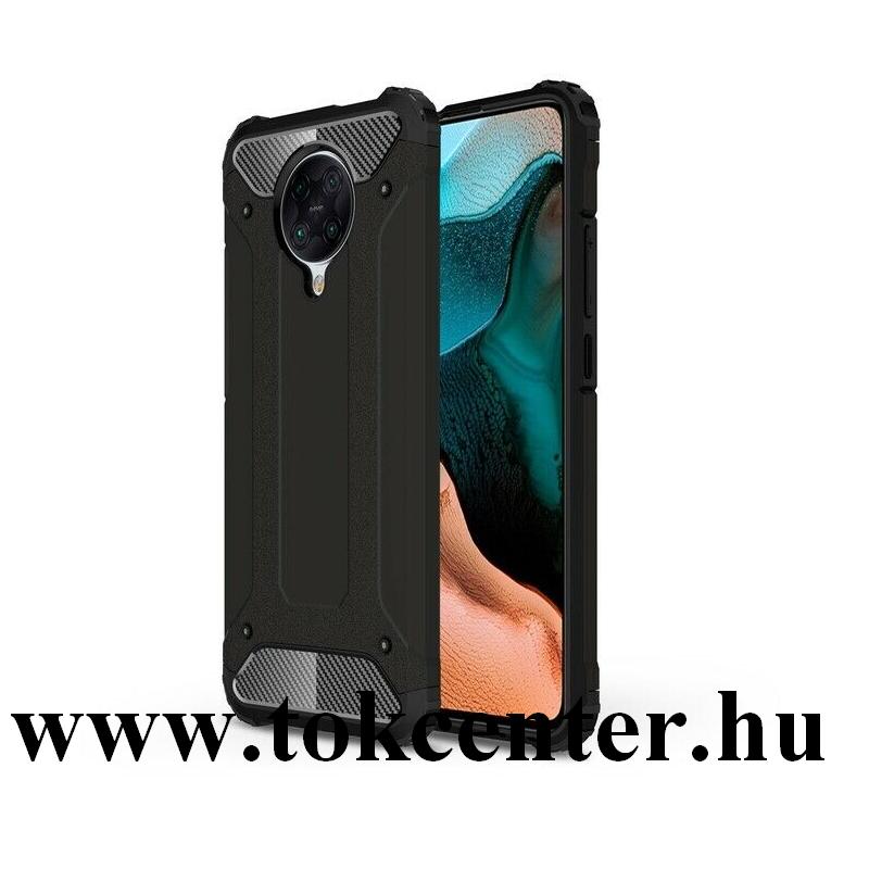 Xiaomi Pocophone F2 Pro Defender műanyag telefonvédő (közepesen ütésálló, légpárnás sarok, szilikon belső, fémhatás) FEKETE