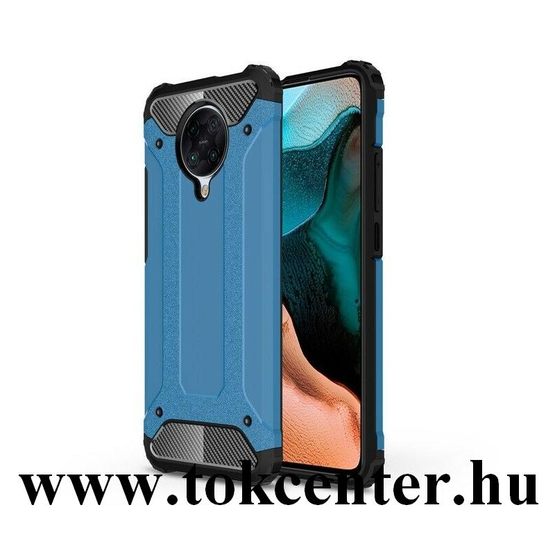 Xiaomi Pocophone F2 Pro Defender műanyag telefonvédő (közepesen ütésálló, légpárnás sarok, szilikon belső, fémhatás) VILÁGOSKÉK