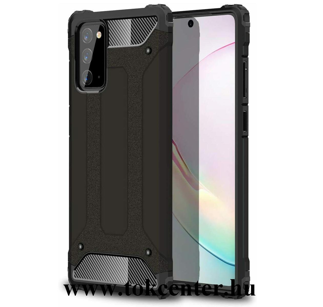 Samsung Galaxy Note 20 (SM-N980F) / Note 20 5G (SM-N981F) Defender műanyag telefonvédő (közepesen ütésálló, légpárnás sarok, szilikon belső, fémhatás) FEKETE