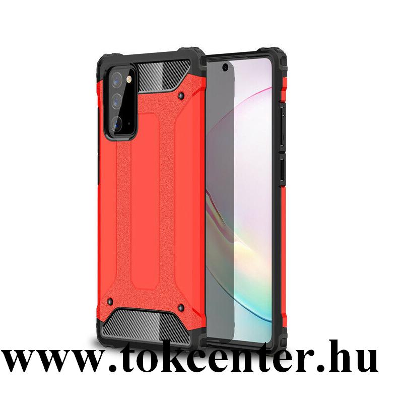 Samsung Galaxy Note 20 (SM-N980F) / Note 20 5G (SM-N981F) Defender műanyag telefonvédő (közepesen ütésálló, légpárnás sarok, szilikon belső, fémhatás) PIROS