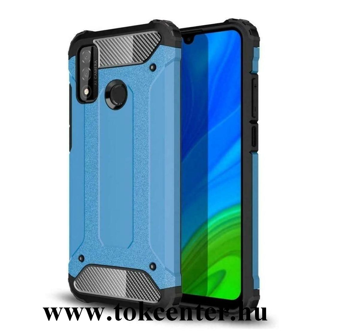 Huawei P Smart (2020) Defender műanyag telefonvédő (közepesen ütésálló, légpárnás sarok, szilikon belső, fémhatás) VILÁGOSKÉK