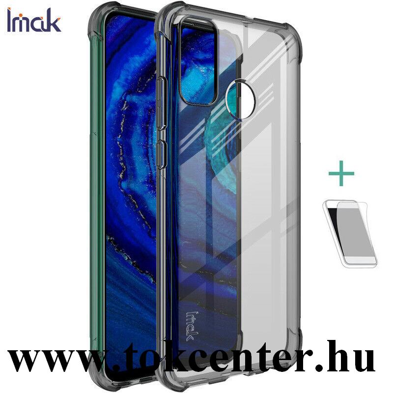 Huawei P Smart (2020) IMAK szilikon telefonvédő (közepesen ütésálló, légpárnás sarok + képernyővédő fólia) FÜSTSZÍNŰ