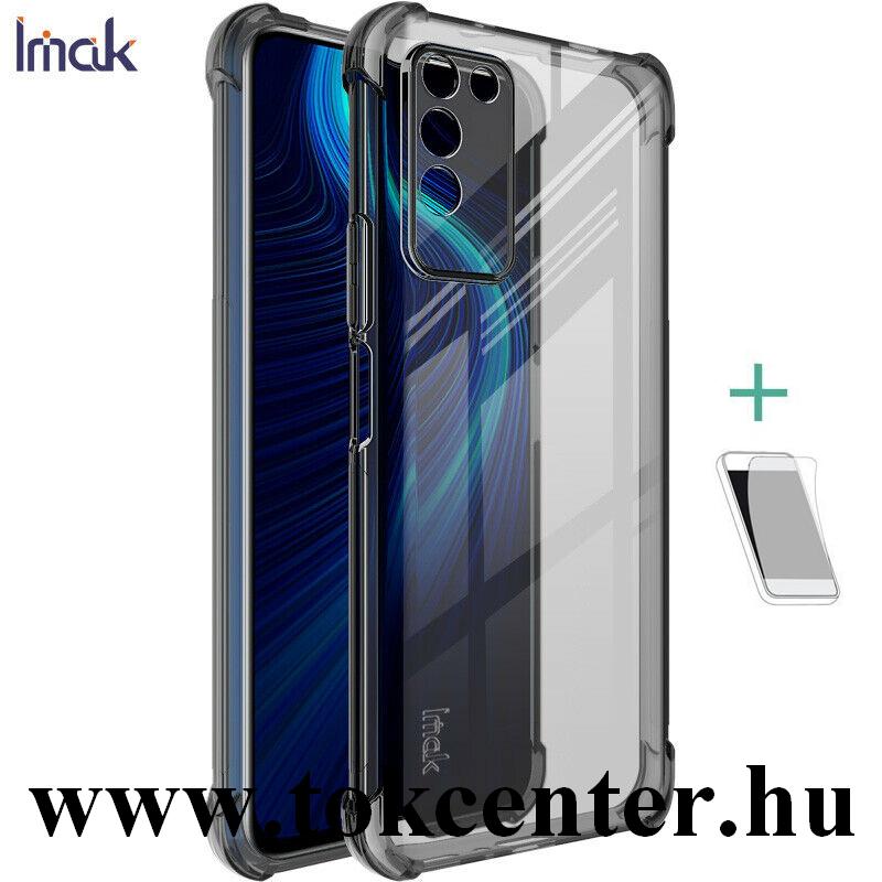 Honor X10 5G IMAK szilikon telefonvédő (közepesen ütésálló, légpárnás sarok + képernyővédő fólia) FÜSTSZÍNŰ