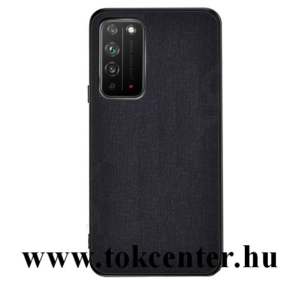 Honor X10 5G Műanyag telefonvédő (közepesen ütésálló, szilikon keret, textil hátlap) FEKETE