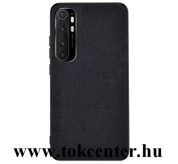 Xiaomi Mi Note 10 Lite Műanyag telefonvédő (közepesen ütésálló, szilikon keret, textil hátlap) FEKETE