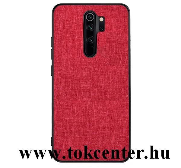 Xiaomi Redmi 9 Műanyag telefonvédő (közepesen ütésálló, szilikon keret, textil hátlap) PIROS