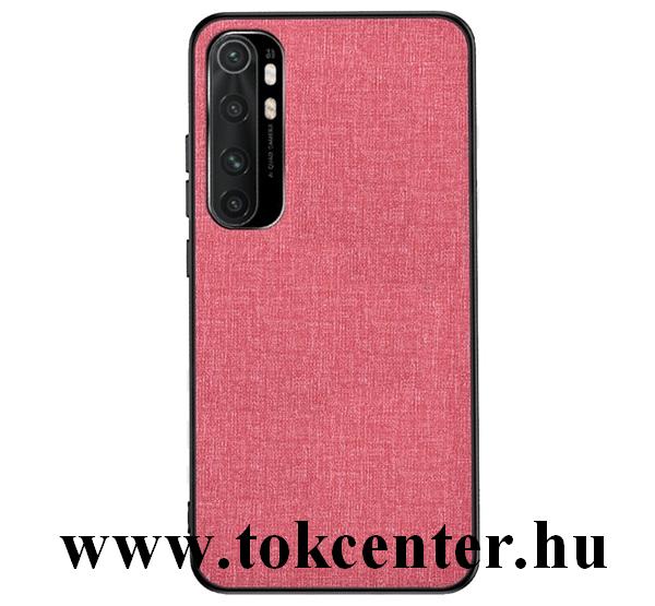 Xiaomi Mi Note 10 Lite Műanyag telefonvédő (közepesen ütésálló, szilikon keret, textil hátlap) RÓZSASZÍN