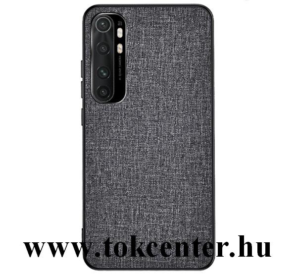 Xiaomi Mi Note 10 Lite Műanyag telefonvédő (közepesen ütésálló, szilikon keret, textil hátlap) SZÜRKE
