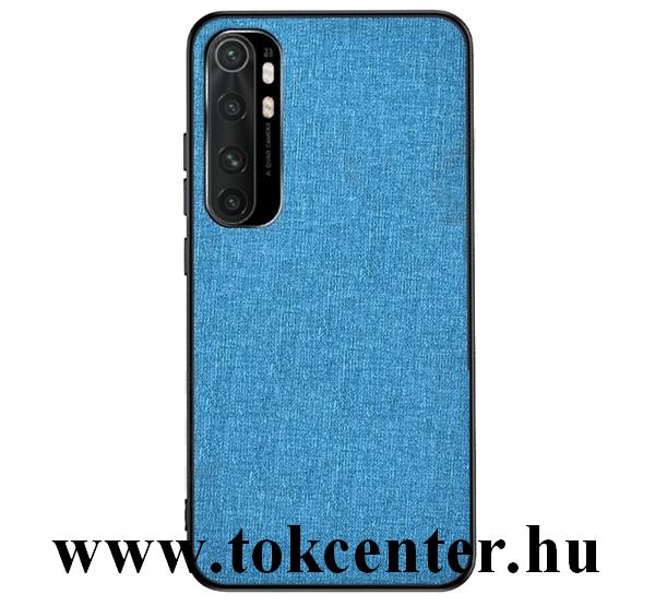 Xiaomi Mi Note 10 Lite Műanyag telefonvédő (közepesen ütésálló, szilikon keret, textil hátlap) VILÁGOSKÉK