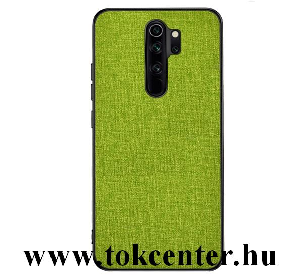 Xiaomi Redmi 9 Műanyag telefonvédő (közepesen ütésálló, szilikon keret, textil hátlap) ZÖLD