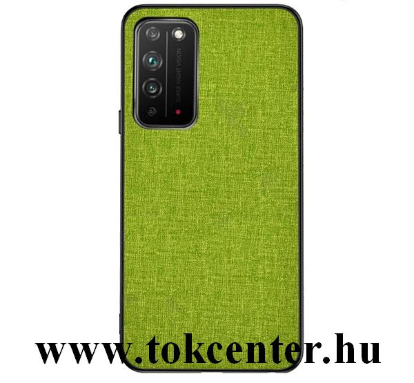 Honor X10 5G Műanyag telefonvédő (közepesen ütésálló, szilikon keret, textil hátlap) ZÖLD