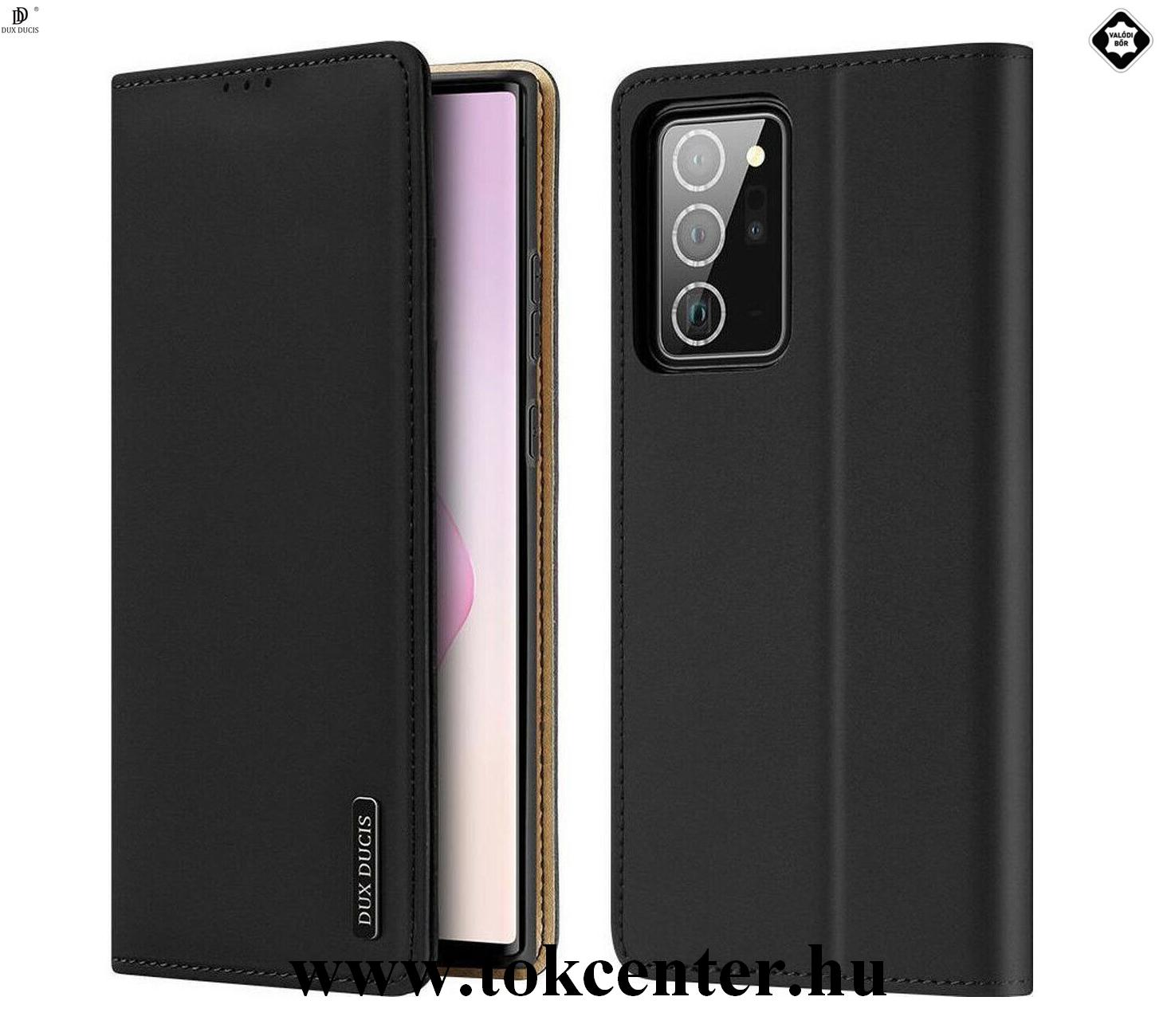 Samsung Galaxy Note 20 Ultra (SM-N985F) / Note 20 Ultra 5G (SM-N986F) DUX DUCIS WISH tok álló, valódi bőr (FLIP, oldalra nyíló, asztali tartó funkció) FEKETE