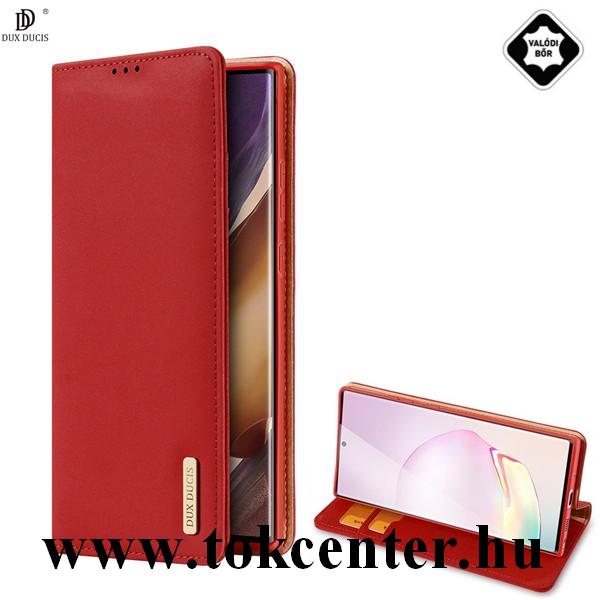 Samsung Galaxy Note 20 Ultra (SM-N985F) / Note 20 Ultra 5G (SM-N986F) DUX DUCIS WISH tok álló, valódi bőr (FLIP, oldalra nyíló, asztali tartó funkció) PIROS