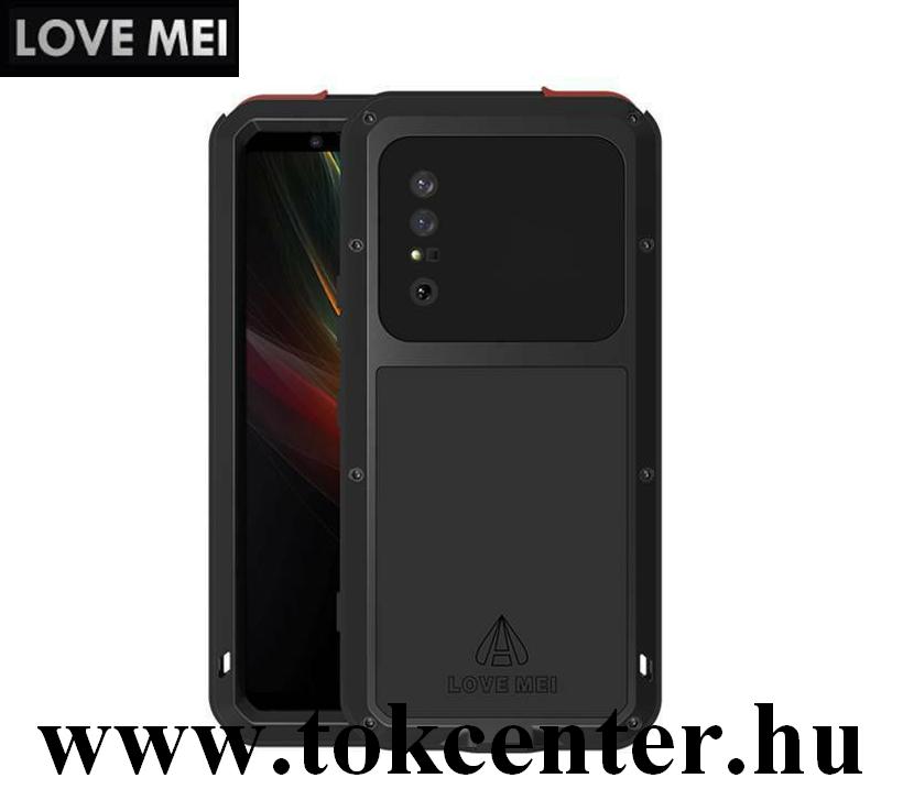 Sony Xperia 1 II (XQ-AT5) LOVE MEI Defender telefonvédő gumi (ütésálló, fém keret) FEKETE