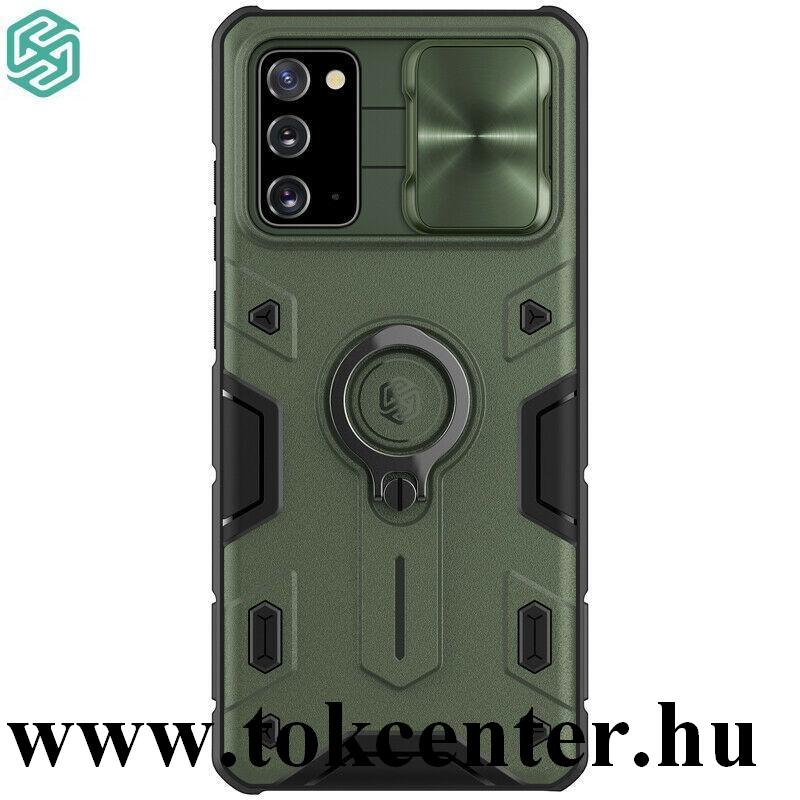 Samsung Galaxy Note 20 (SM-N980F) / Note 20 5G (SM-N981F) NILLKIN CAMSHIELD ARMOR defender műanyag telefonvédő (közepesen ütésálló, szilikon belső, telefontartó gyűrű) SÖTÉTZÖLD