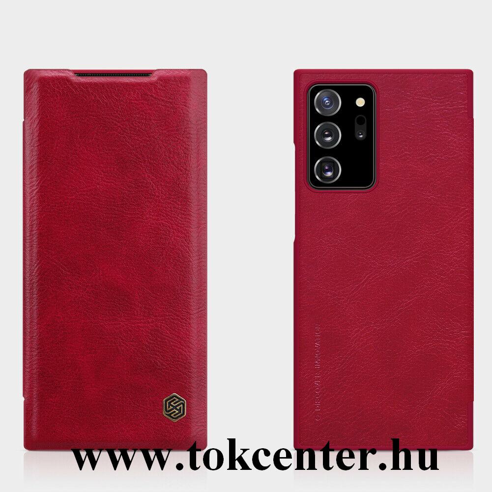 Samsung Galaxy Note 20 Ultra (SM-N985F) / Note 20 Ultra 5G (SM-N986F) NILLKIN QIN tok álló, bőr hatású (aktív flip, oldalra nyíló, bankkártya tartó) PIROS
