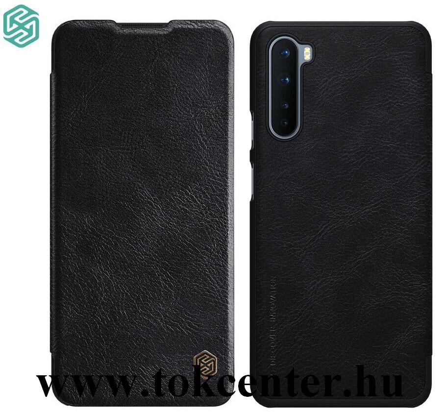 OnePlus Nord NILLKIN QIN tok álló, bőr hatású (aktív flip, oldalra nyíló, bankkártya tartó) FEKETE