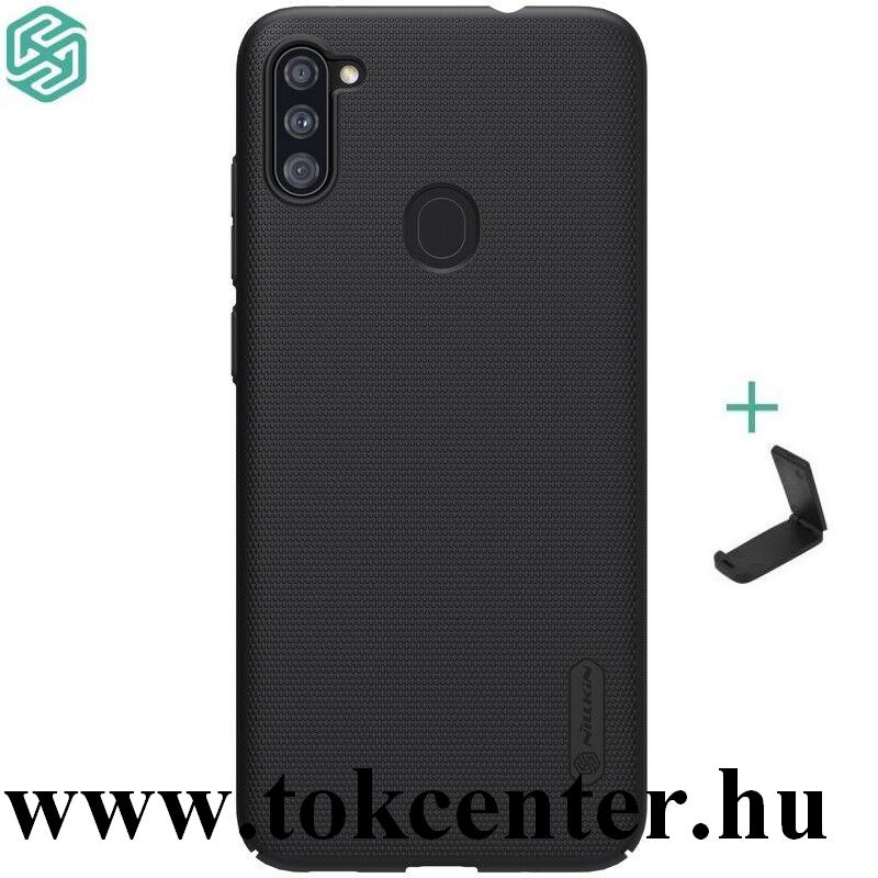 Samsung Galaxy A11 (SM-A115F) NILLKIN SUPER FROSTED műanyag telefonvédő (gumírozott, érdes felület + asztali tartó) FEKETE