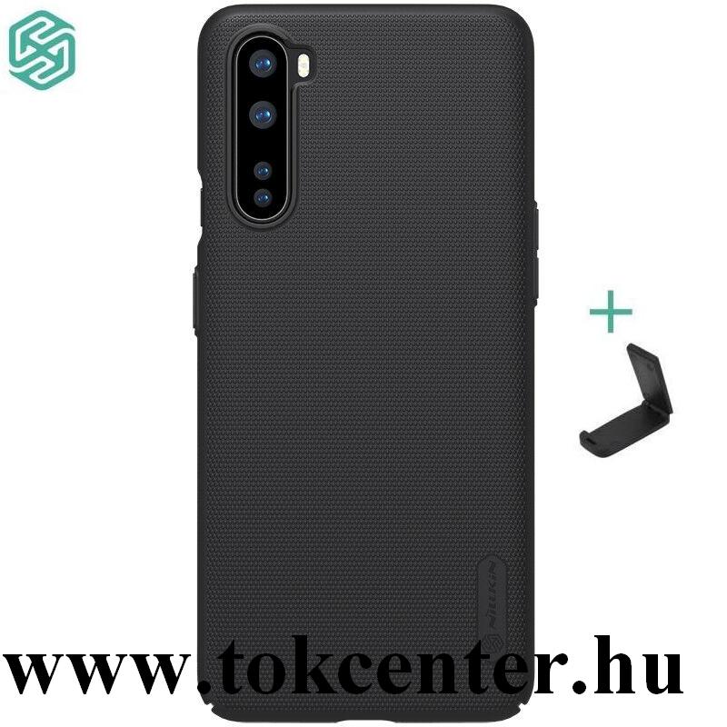 OnePlus Nord NILLKIN SUPER FROSTED műanyag telefonvédő (gumírozott, érdes felület + asztali tartó) FEKETE