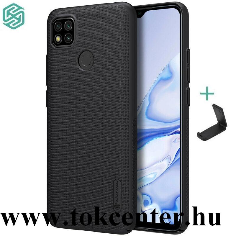 Xiaomi Redmi 9C NILLKIN SUPER FROSTED műanyag telefonvédő (gumírozott, érdes felület + asztali tartó) FEKETE