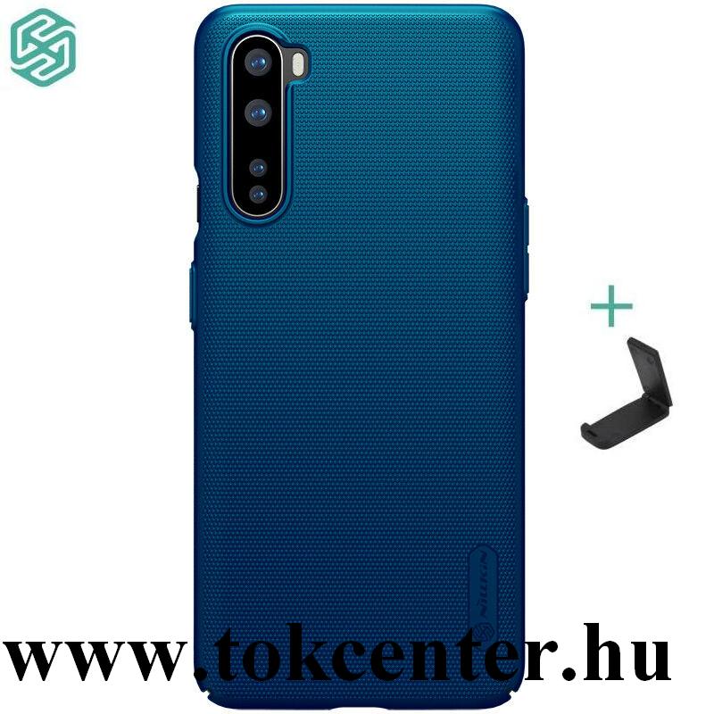 OnePlus Nord NILLKIN SUPER FROSTED műanyag telefonvédő (gumírozott, érdes felület + asztali tartó) SÖTÉTKÉK