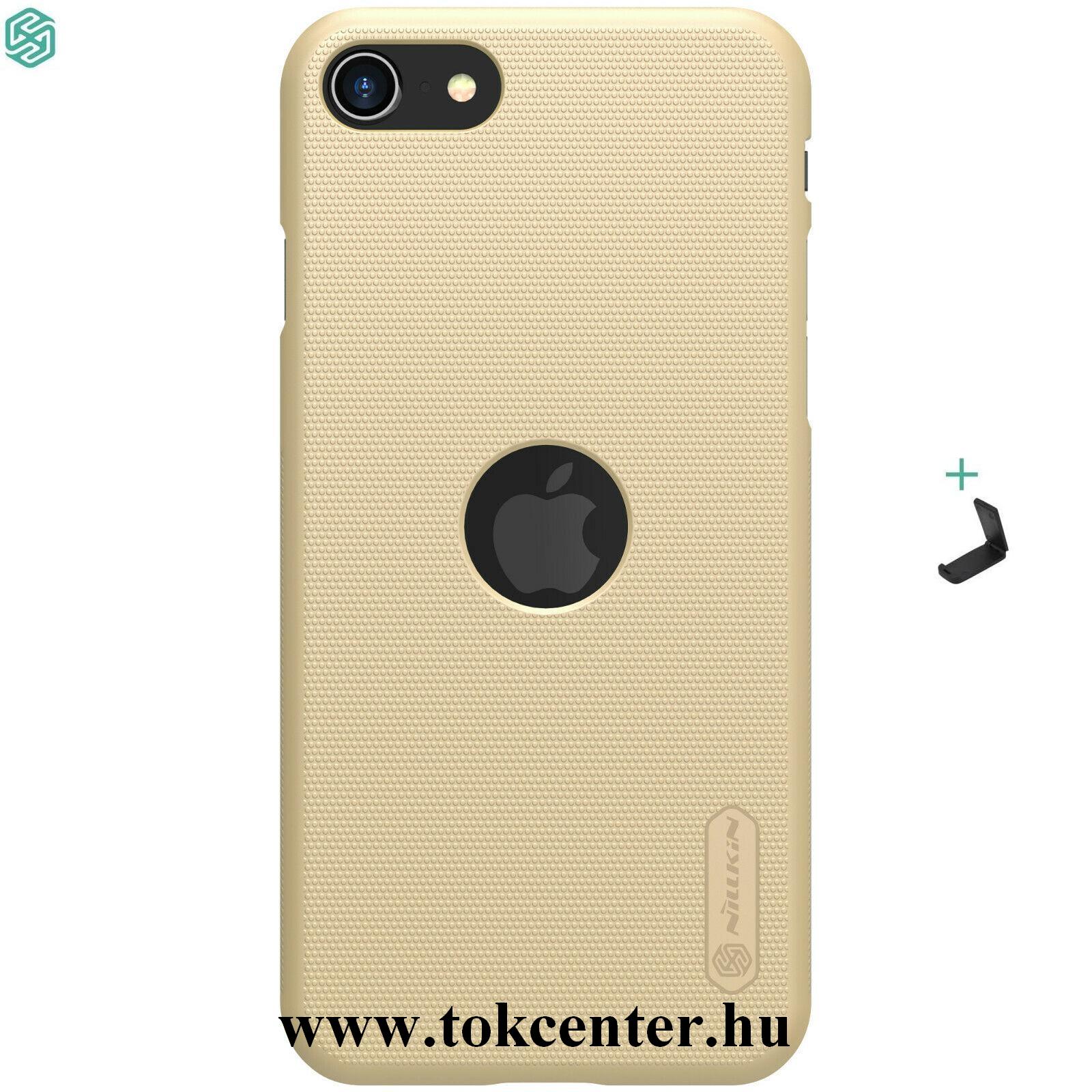 Apple iPhone SE (2020) NILLKIN SUPER FROSTED műanyag telefonvédő (gumírozott, érdes felület, logó kivágás + asztali tartó) ARANY