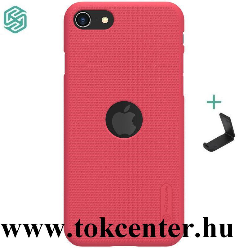 Apple iPhone SE (2020) NILLKIN SUPER FROSTED műanyag telefonvédő (gumírozott, érdes felület, logó kivágás + asztali tartó) PIROS