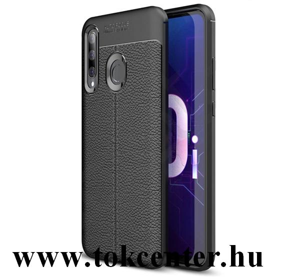 Honor 10i (Honor 20 lite) / Honor 20e / Honor 20i Telefonvédő gumi / szilikon (közepesen ütésálló, bőrhatás, varrás minta) FEKETE