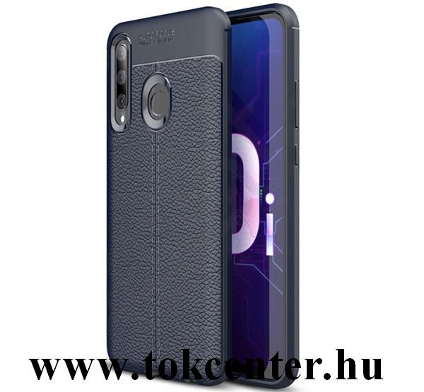 Honor 10i (Honor 20 lite) / Honor 20e / Honor 20i Telefonvédő gumi / szilikon (közepesen ütésálló, bőrhatás, varrás minta) SÖTÉTKÉK