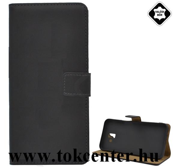 SAMSUNG Galaxy J6 Plus (J610F) Tok álló, valódi bőr (FLIP, oldalra nyíló, asztali tartó funkció) FEKETE	