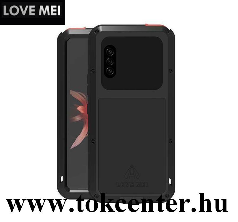 Sony Xperia 10 II (XQ-AU5) LOVE MEI Powerful defender telefonvédő gumi (ütésálló, fém keret + Gorilla Glass üveg) FEKETE