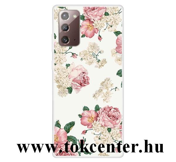 Samsung Galaxy Note 20 (SM-N980F) / Note 20 5G (SM-N981F) Szilikon telefonvédő (bazsarózsa minta) FEHÉR