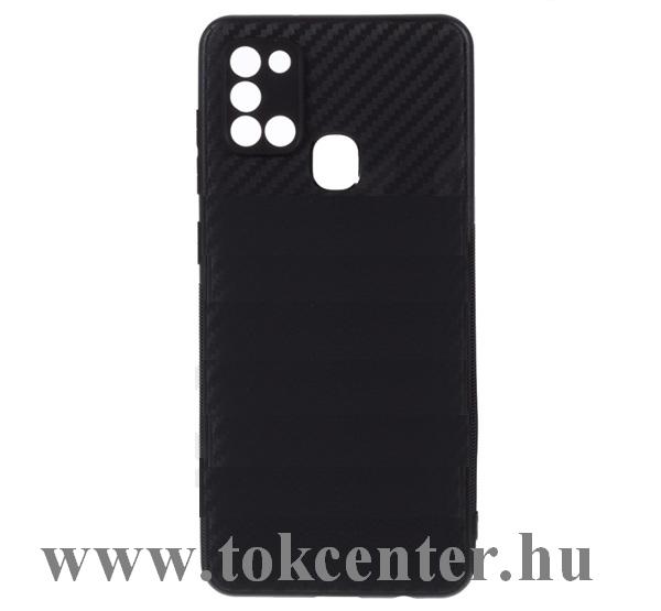 Samsung Galaxy A21s (SM-A217F) Szilikon telefonvédő (karbon minta) FEKETE