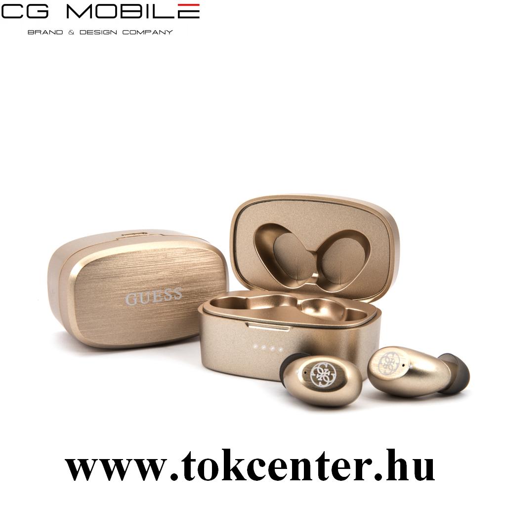 GUESS BLUETOOTH fülhallgató SZTEREO (v5.0, TWS, mikrofon, vízálló, zenehallgatáshoz ajánlott + töltőtok) ARANY (GUTWSJL4GGO)