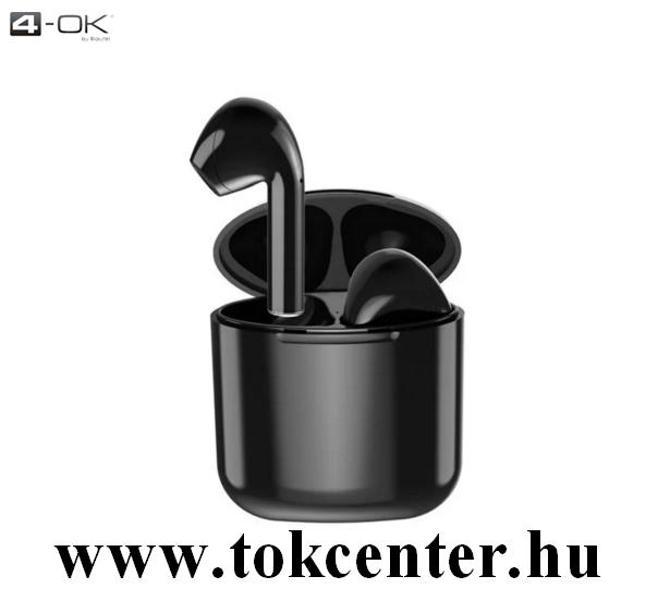 4-OK TWO BLUETOOTH SZTEREO fülhallgató (v5.0, TWS, mikrofon, extra mini + töltőtok) FEKETE
