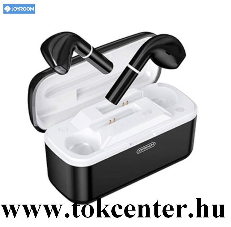 JOYROOM BLUETOOTH fülhallgató SZTEREO (v5.0, TWS, telefon töltésre is, mikrofon, multipoint + töltőtok) FEKETE (JR-T06_B)