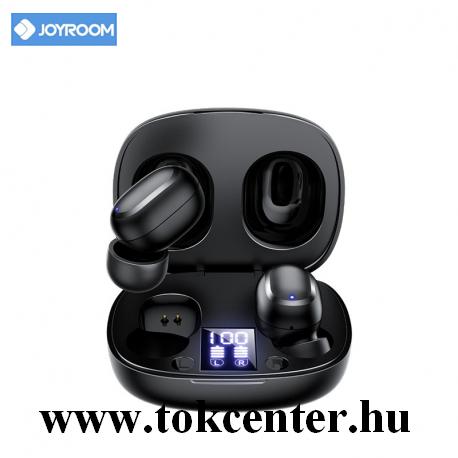JOYROOM BLUETOOTH fülhallgató SZTEREO (v5.0, TWS,mikrofon,mini,zenehallgatáshoz ajánlott, LED kijelző + töltőtok) FEKETE (JR-TL5)